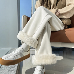 百搭拖地裤 休闲直筒宽松时尚 子潮A8170 女秋冬新款 加绒加厚阔腿裤