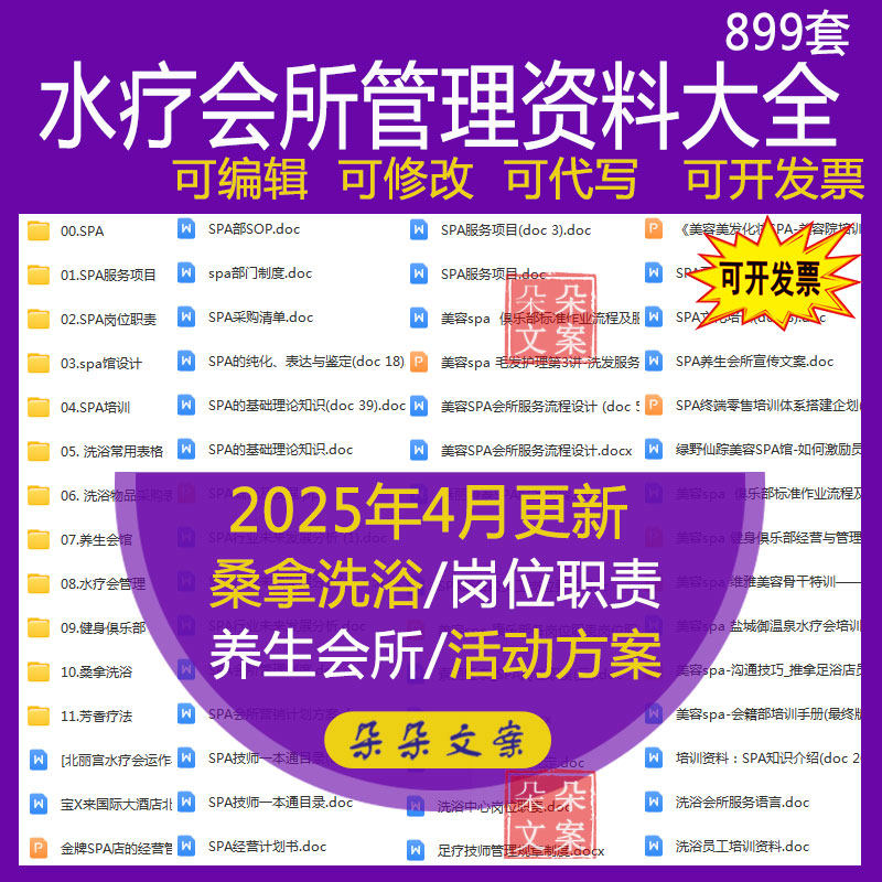 水疗会所SPA养生会馆桑拿洗浴管理岗位职责美容SPA会所服务流程