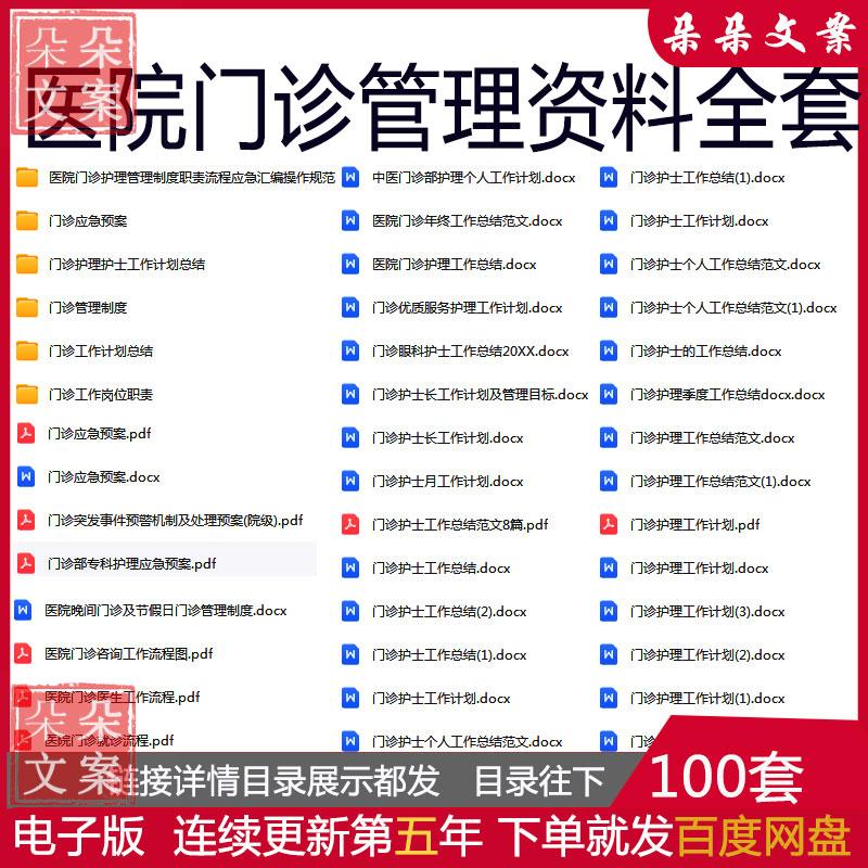 医院门诊护理管理制度职责流程汇编操作规范应急预案工作计划总结