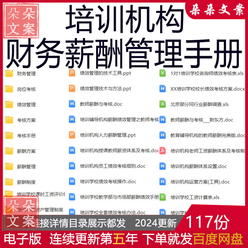 培训学校财务薪酬管理手册教师课时工资制度绩效考核资产管理制度