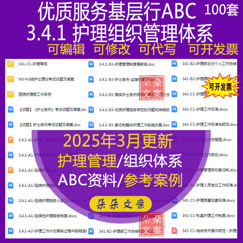 卫生院优质服务基层行乡镇卫生院服务ABC 3.4.1 护理组织管理体系