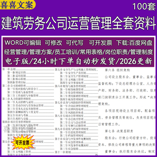 建筑劳务公司管理制度岗位职责薪酬绩效考核及员工培训与考核资料