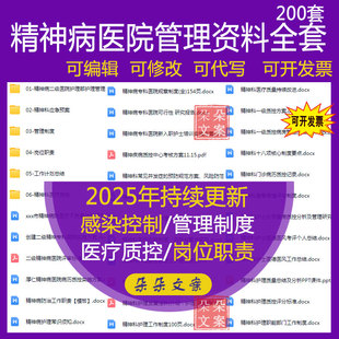 医院精神科医疗质控管理资料全管理制度岗位职责应急预案计划总结