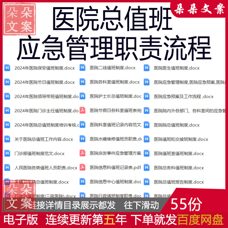 医院总值班应急管理职责门诊领导保安值班制度应急预案处理流程