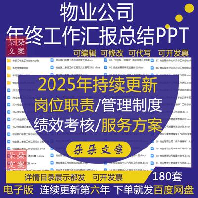 物业各部门年度工作总结与计划各岗位竞聘报告及年终汇报总结PPT