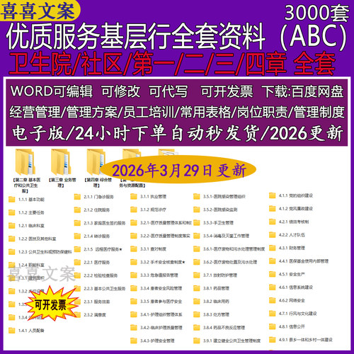 优质服务基层行乡镇卫生院服务能力建设全套资料2026新版ABC条款