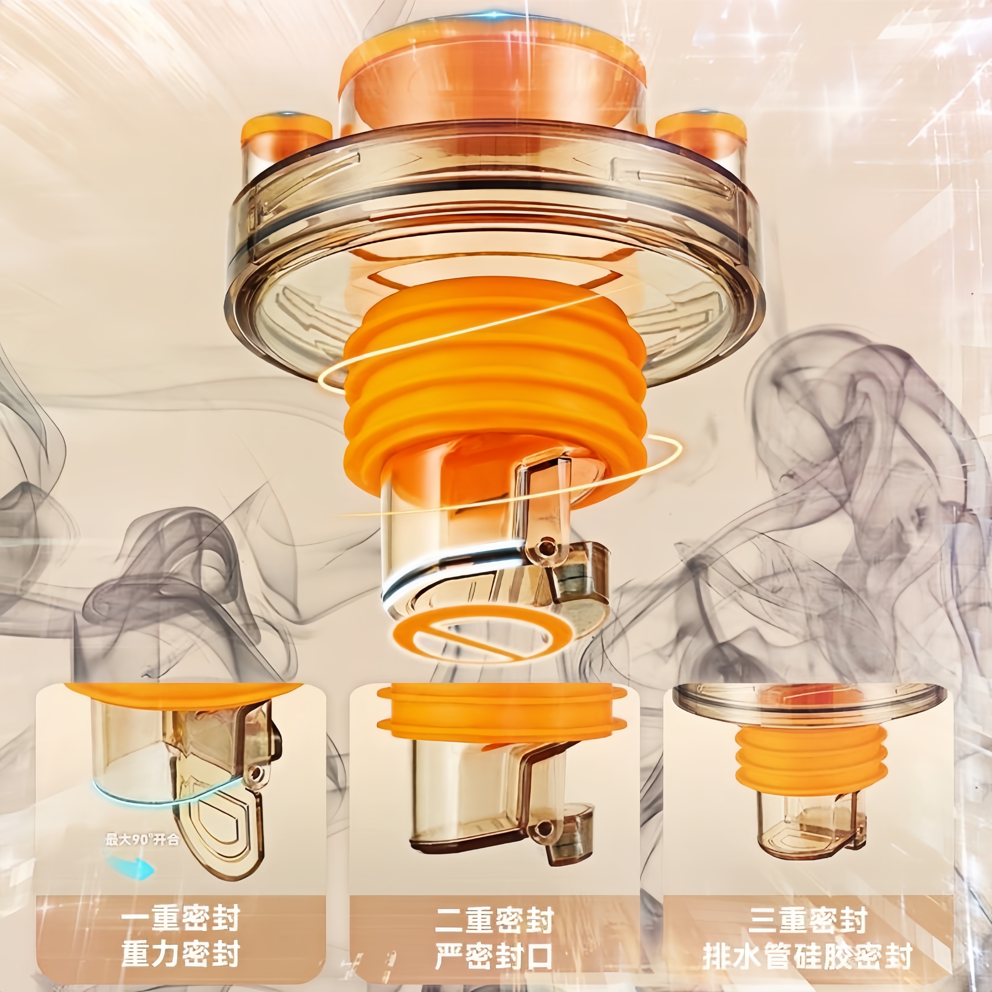 多功能防溢封口防臭厨房下水管神器三合一通用型家用防溢装置
