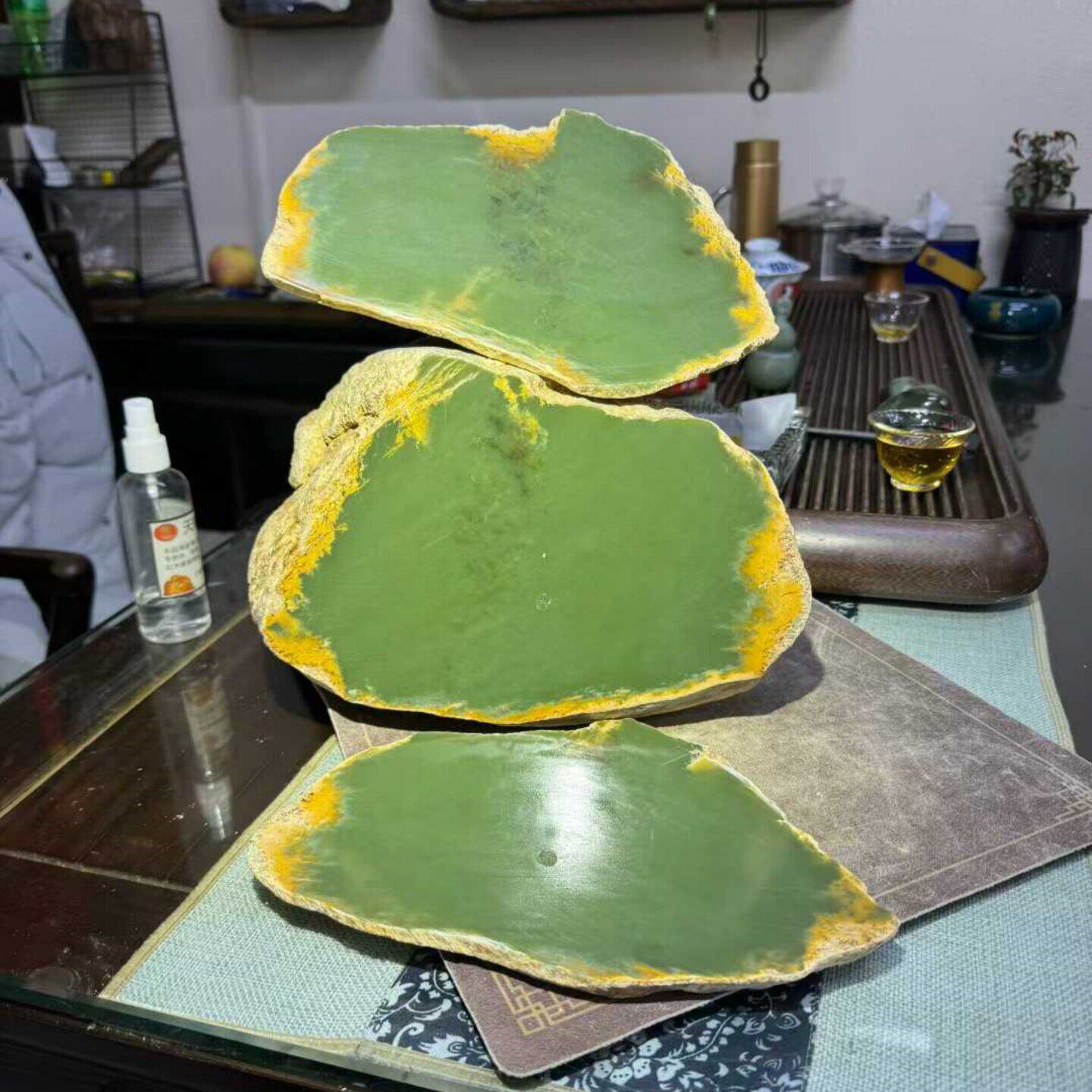 定金工厂毛料原石黄绿带皮析木河磨玉籽料椴树林和田玉定制