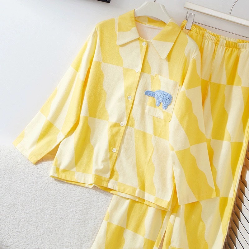 纯棉磨毛女士长袖裤睡衣家居服