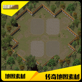 传奇地图素材高清真彩地砖密林战地完整封边-DT479