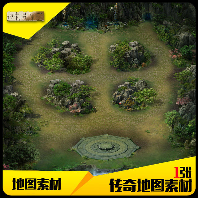 传奇地图素材高清地砖密林深处完整封边-DT460图片