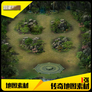 传奇地图素材高清地砖密林深处完整封边-DT460