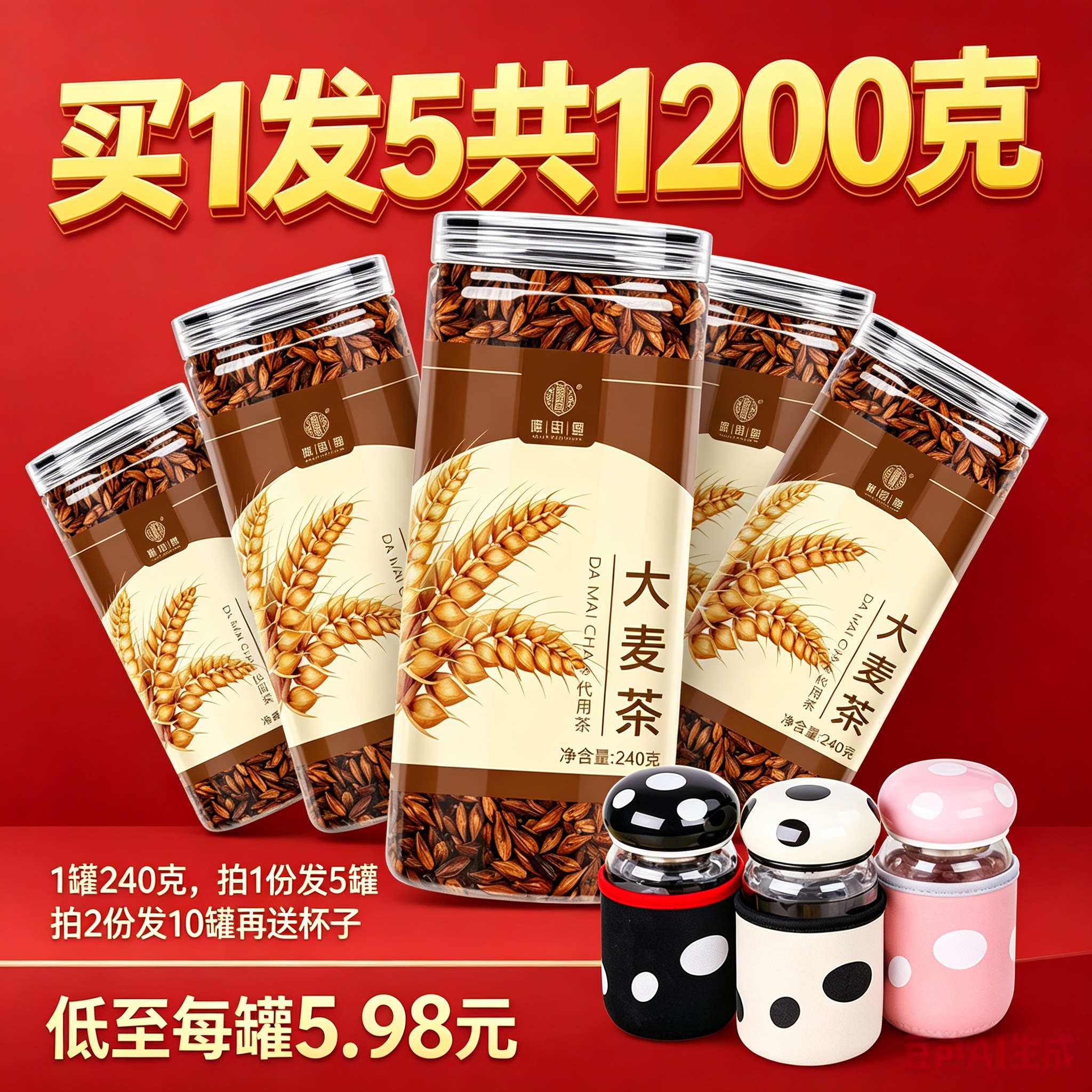 大麦茶1200克原味烘焙浓香型养胃