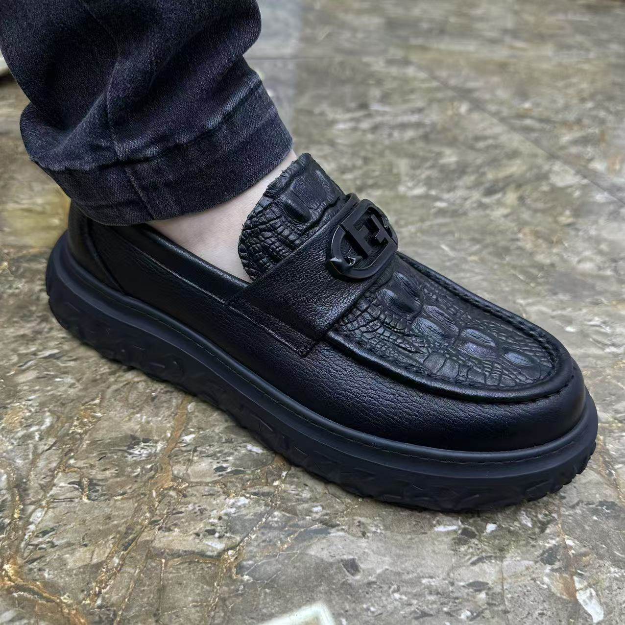 男鞋豆豆鞋一脚蹬四季新款爆款真皮加厚超轻商务时尚休闲厚底皮鞋,流行男鞋,乐福鞋（豆豆鞋）,淘宝优惠券,粉丝福利购,淘宝优惠卷