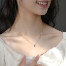 S999纯银幸福尾随鱼尾式设计项链女简约高级时尚锁骨链送女友妈妈