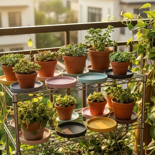 北欧装 素烧底座加厚垫子积水花托 饰莫兰迪色陶瓷圆形花盆接水盘