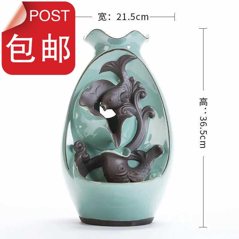 创意陶瓷花盆招财流水器摆件加湿器现代简约园艺装饰u绿萝吊兰花