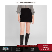 CLUB 品质感保暖羊毛混纺显瘦黑色A字半身裙 MONACO女装