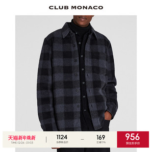 外套 秋冬羊毛混纺毛呢撞色格纹复古潮流衬衫 CLUB MONACO男装