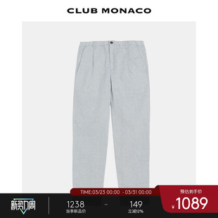 半松紧腰休闲长裤 舒适日常直筒裤 MONACO亚麻混纺男士 CLUB