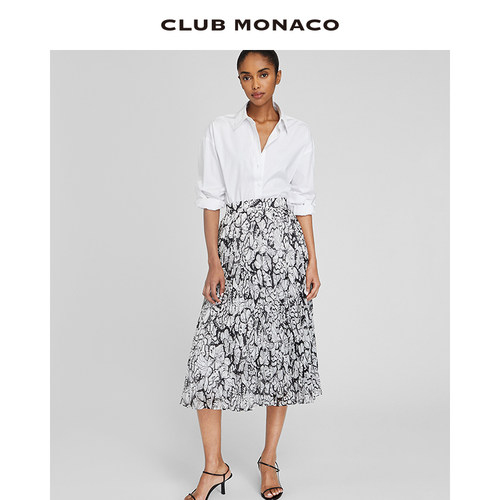 CLUBMONACO印花百褶半身裙