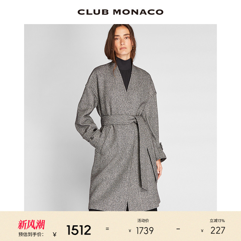 CLUB MONACO女装秋冬羊毛中长款毛呢外套