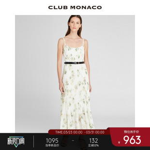 CLUB 印花清新甜美飘逸田园风吊带百褶连衣长裙 MONACO女装