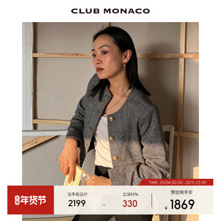 博主同款 CLUB MONACO羊毛混纺女装编织法式小香风短外套夹克