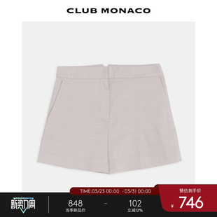 简约高腰休闲短裤 热裤 MONACO亚麻混纺女士宽松显瘦时尚 CLUB
