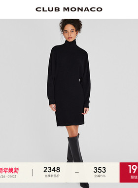 【100%山羊绒】CLUB MONACO女高领插肩袖收腰温柔知性针织连衣裙