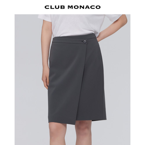 CLUB MONACO女士不对称裙裤纽扣装饰短裤修身半裙半身裙