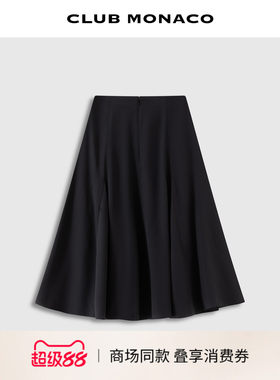 【桑蚕丝】CLUB MONACO女士夏气质小黑裙垂坠显瘦A字半身裙