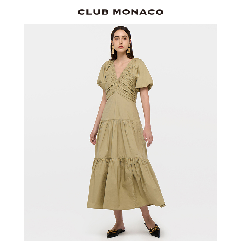 赫本风泡泡袖A字连衣裙