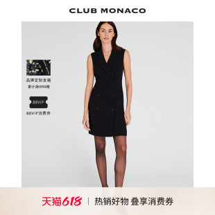 CLUB MONACO女装醋纤双排扣无袖职业智性通勤西装连衣裙