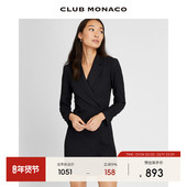 翻领双排扣通勤气质黑色收腰西装 CLUB MONACO女装 连衣裙