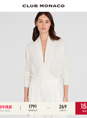 【100%山羊绒】CLUB MONACO女装交叉荡领优雅毛衣