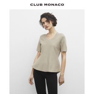 T恤 CLUB MONACO女装 秋冬羊毛法式 收腰设计感下摆针织短袖