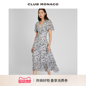 明星同款 CLUB MONACO女装蝴蝶印花茶歇连衣裙