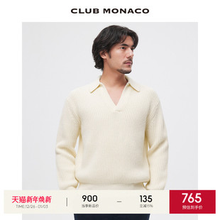 CLUB 羊毛混纺POLO领粗针复古潮流厚毛衣 MONACO男装