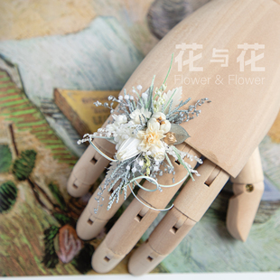 高级永生花戒指户外婚礼晚宴婚戒 白银金色植物花朵对戒 求婚戒指