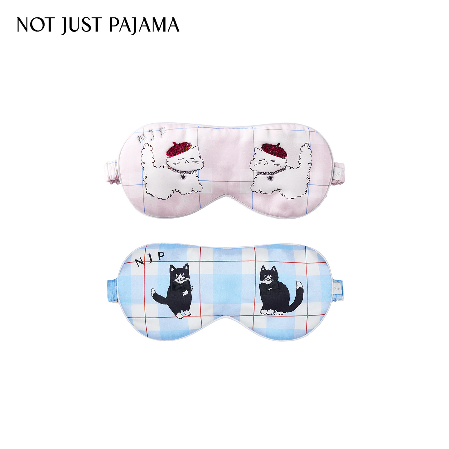 Not Just Pajama真丝眼罩情侣礼盒格纹印花桑蚕丝遮光旅行