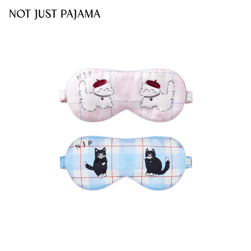 Not Just Pajama真丝眼罩情侣礼盒格纹印花桑蚕丝遮光旅行
