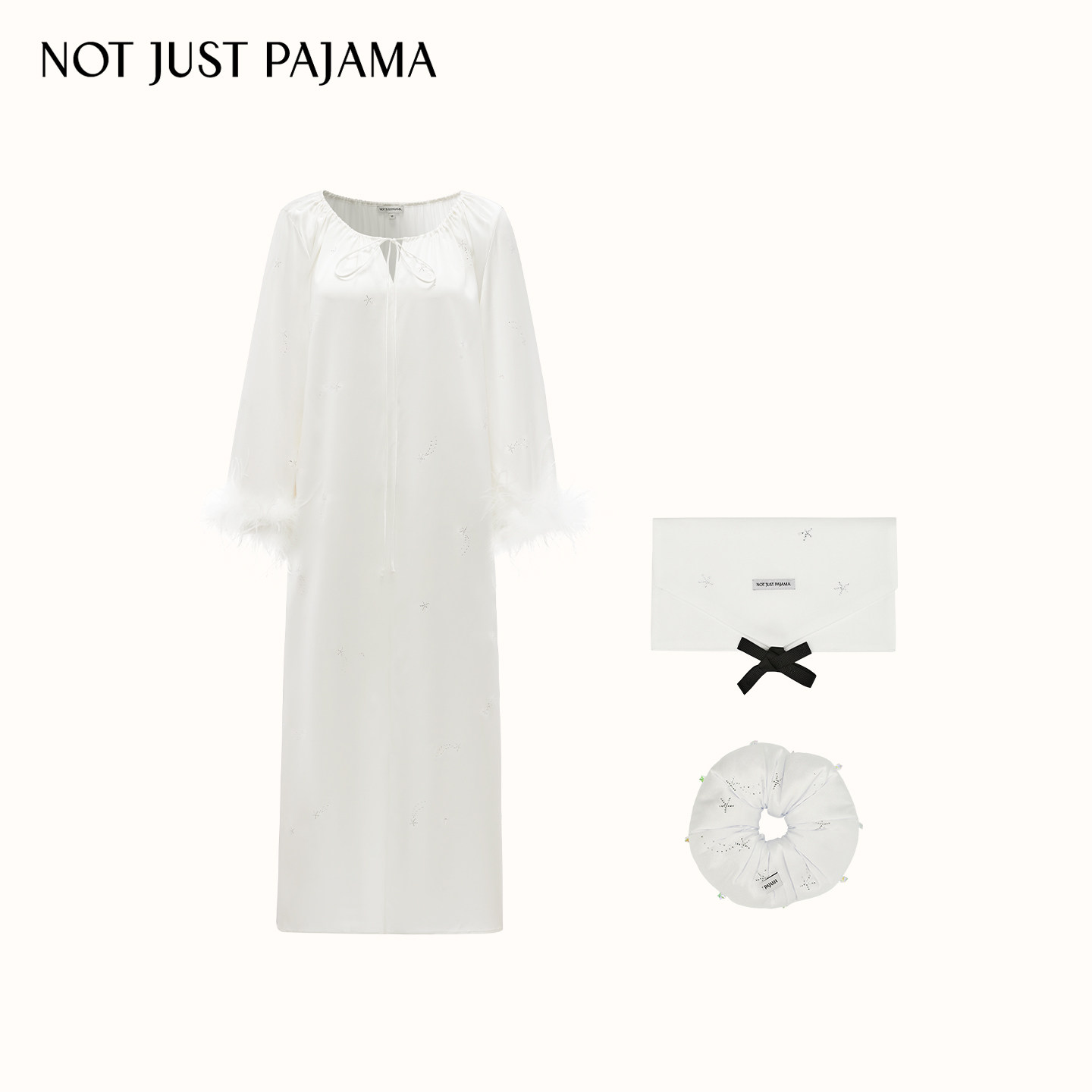 Not Just Pajama真丝晨袍VEGA织女星羽毛桑蚕丝礼服高级感礼盒