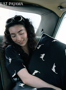 Not Just Pajama Cats系列 真丝枕套桑蚕丝猫咪印花枕巾