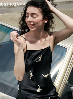 Not Just Pajama真丝吊带睡裙连衣裙Cats桑蚕丝100%外穿家居服