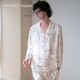 春夏长袖 Not 线稿真丝睡衣男士 Pajama 家居服 Just