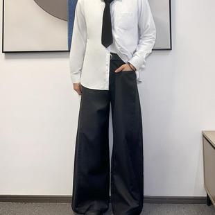 男女 显高显腿直cleanfit廓形休闲直筒裤 BUGU美式 复古A字阔腿西裤