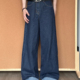 阔腿宽松直筒百搭休闲拖地长裤 BUGU美式 复古深蓝色原牛牛仔裤