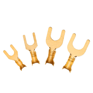 U型冷压接线铜端子开口式M3456黄铜裸端头线鼻子U形接地片100只