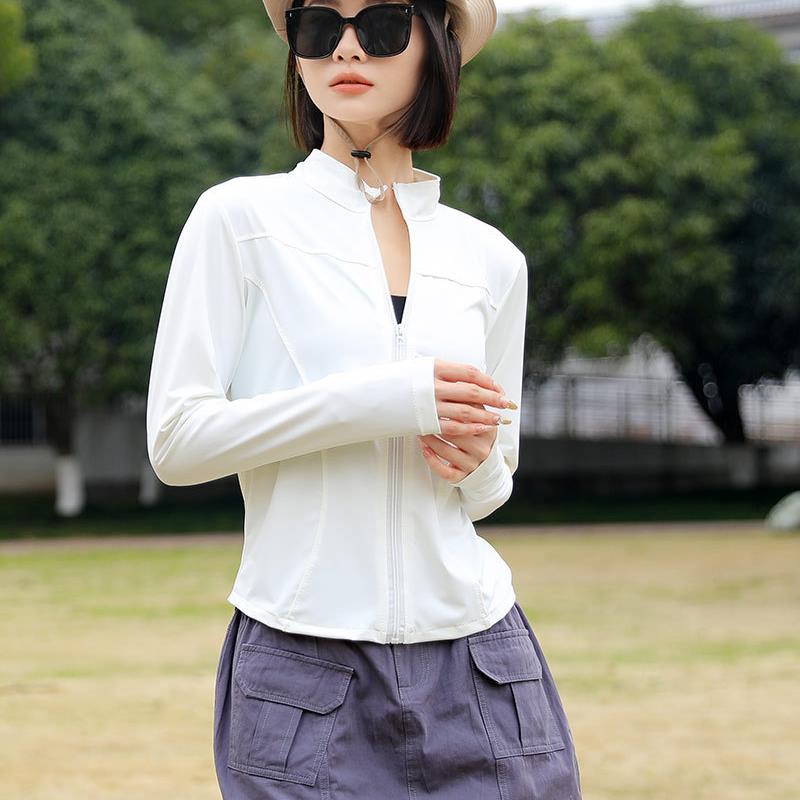 2025新款冰丝修身防晒衣女款夏季套装薄款外套紧身运动瑜伽服上衣